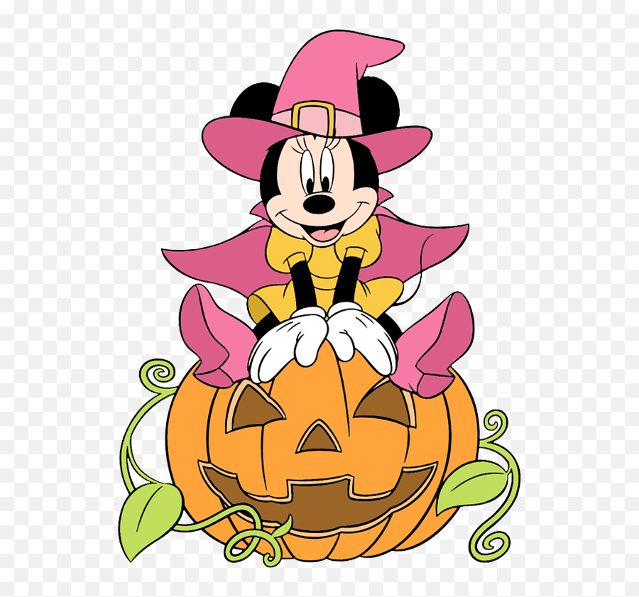 Clip Art Of Minnie Mouse Dressed As A Witch Sitting On A - Halloween Minnie Mouse Clipart Emoji,Halloween Clipart