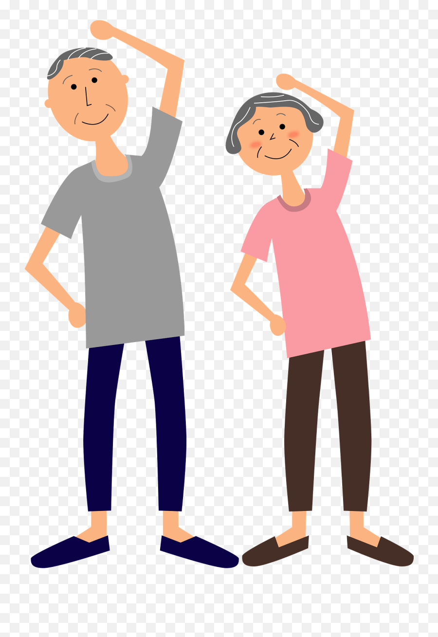 Old Couple Is Exercising Clipart Free Download Transparent - Old Person Stretching Clipart Emoji,Exercising Clipart