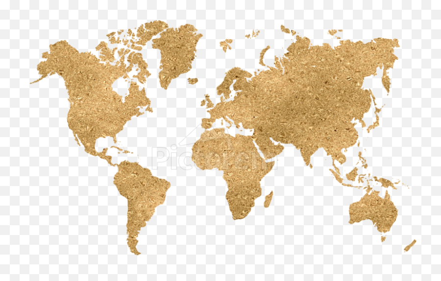 Gold Glitter World Map - World Map Blue And White Emoji,Gold Glitter Transparent Background