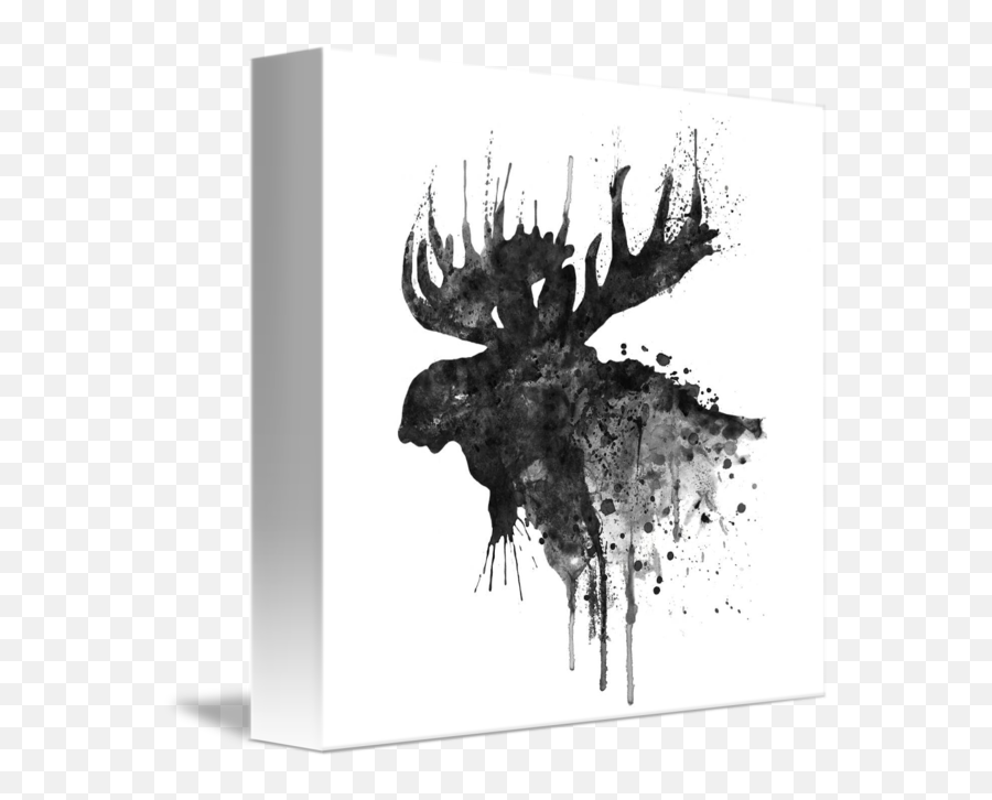 Moose Head Silhouette Bw By Marian Voicu Emoji,Moose Silhouette Png