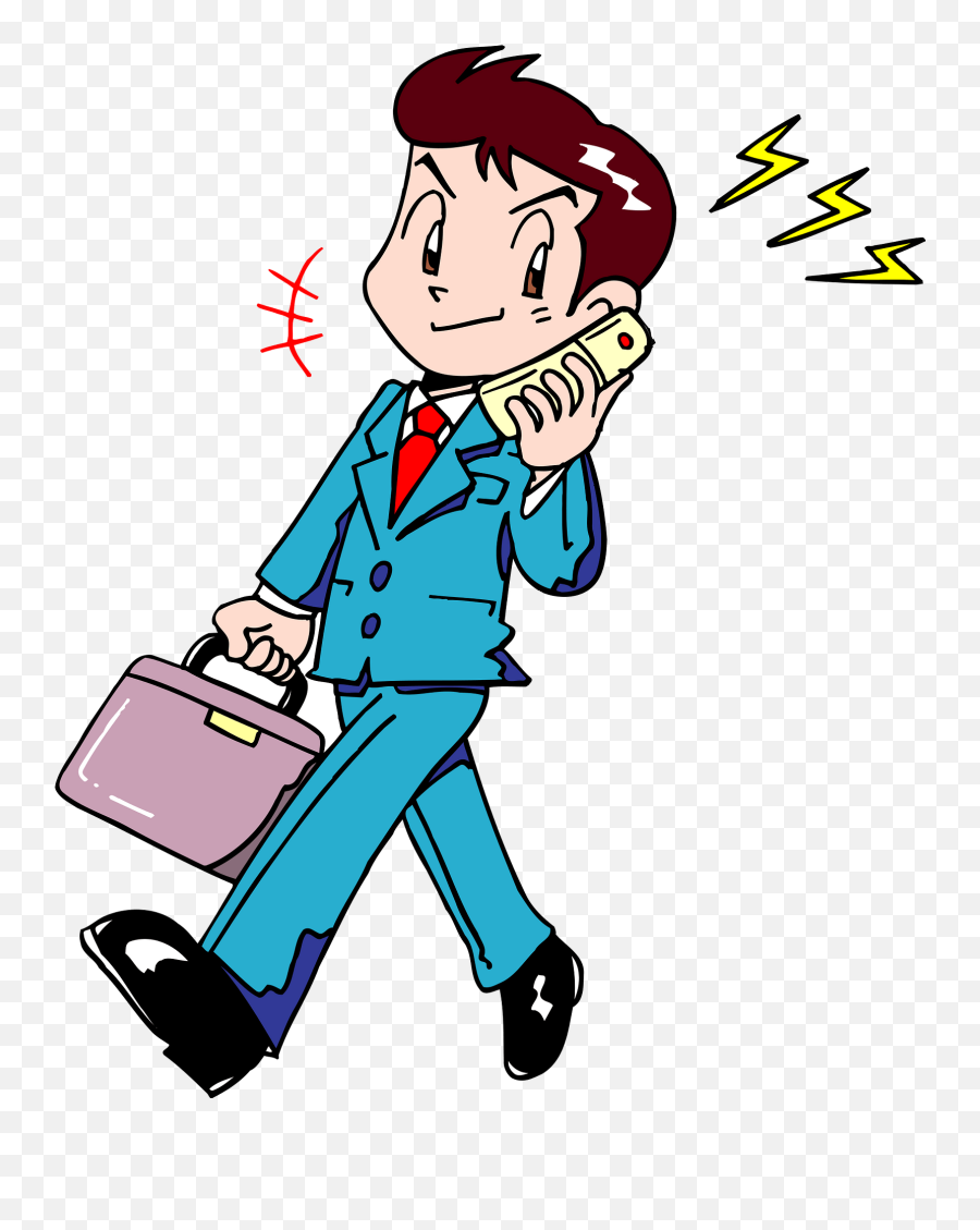 Businessman Is Talking On A Mobile Phone Clipart Free Emoji,Cell Phone Clipart Png