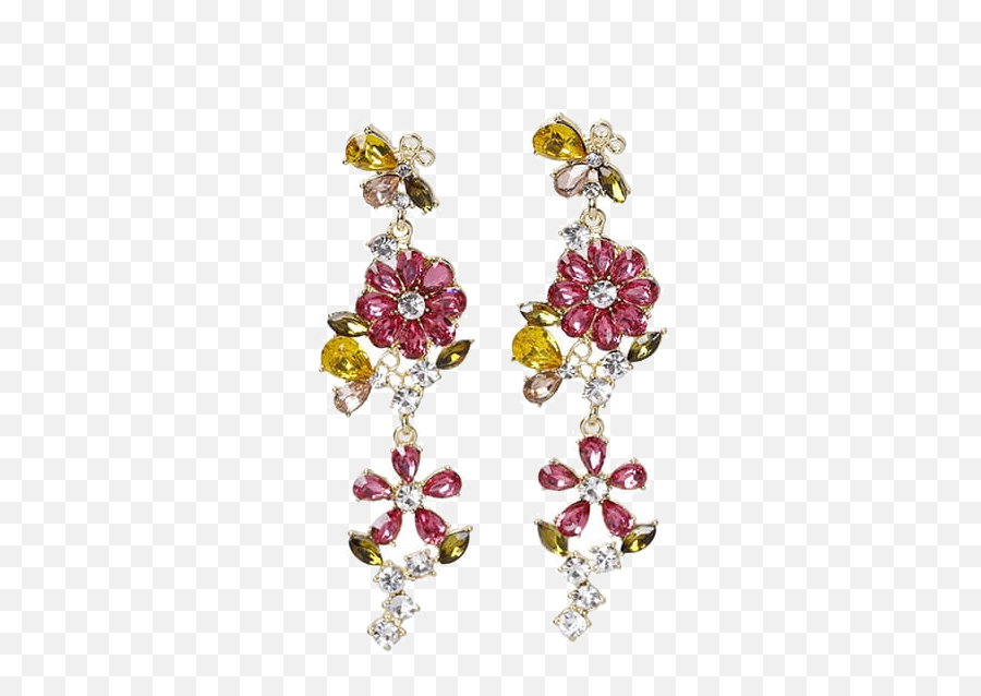 Crystal Flowers Earrings Png - Flower Earrings Png Emoji,Earrings Png