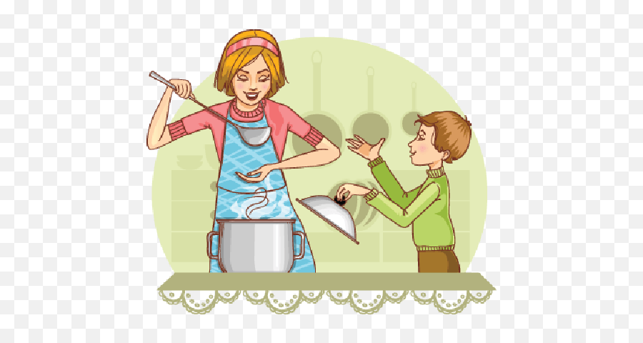 Mother In Kitchen Clipart - Mother In Kitchen Illustration Emoji,Kitchen Clipart