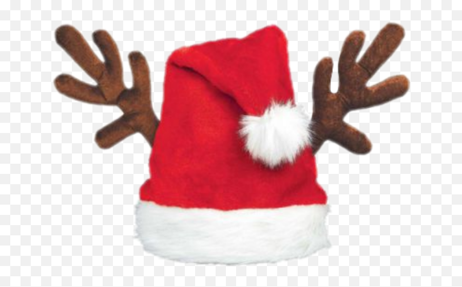 Santa Hat With Reindeer Antlers Png - Santa Hat Antlers Emoji,Reindeer Antlers Png