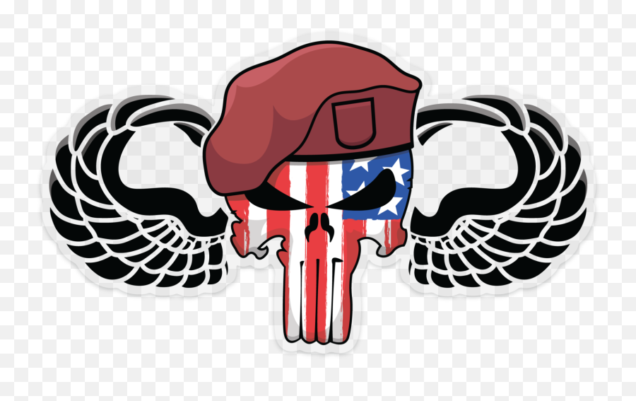 Punisher Jump Wings Airborne Stickers Emoji,Punisher Skull Logo