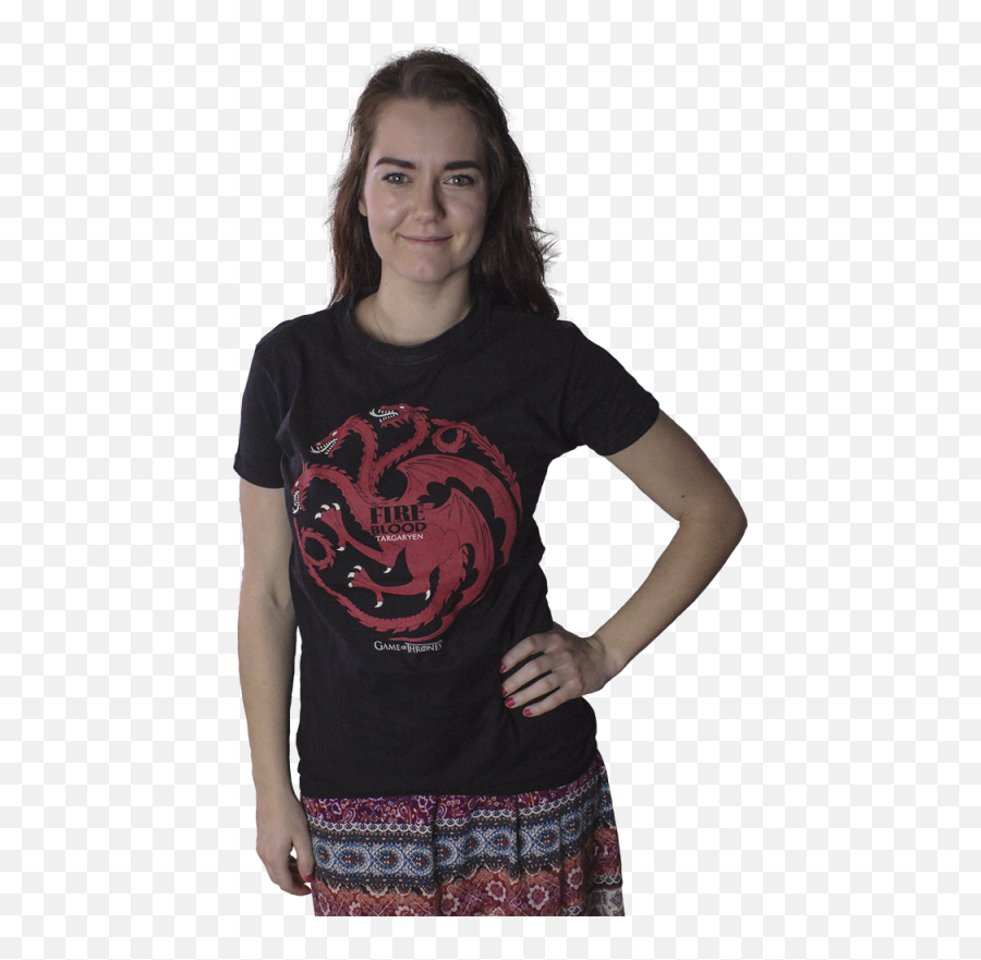 Game Of Thrones - Targaryen Fire And Blood Black Female Tshirt Emoji,Targaryen Sigil Png
