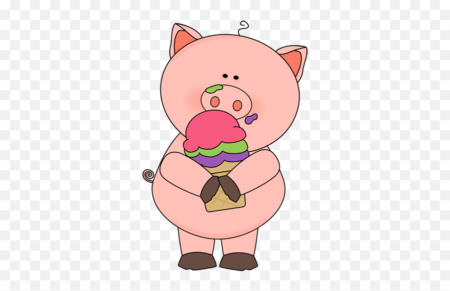 Pig Eating Ice Cream Clip Art - Pig Eating Ice Cream Image Emoji,Baby Pig Clipart