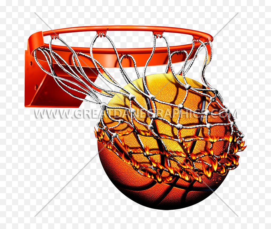 Flaming Basketball With Net Clipart - Full Size Clipart Emoji,Basketball Goal Clipart