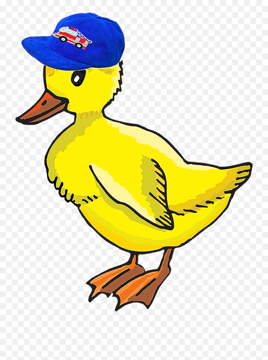 A Drawing Of A Duckling With A Fire Truck On Its Blue Emoji,Firetruck Clipart