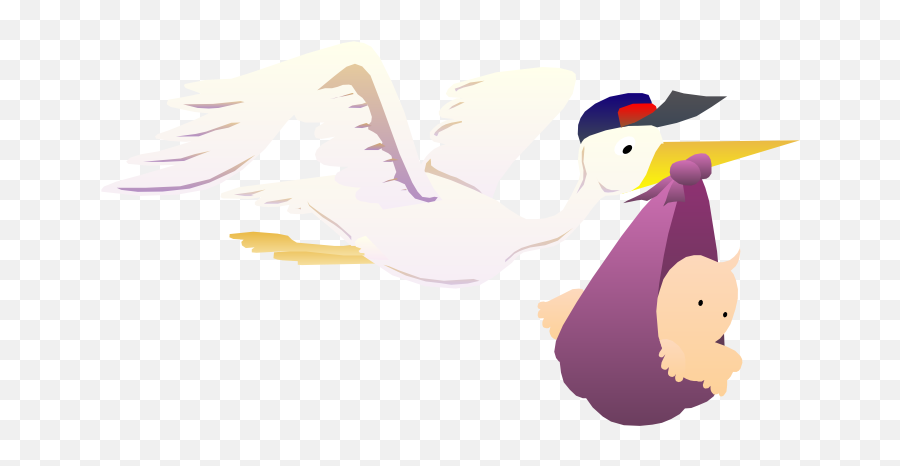 Stork Baby Clipart - Transparent Stork Carrying Baby Png Emoji,Stork Clipart