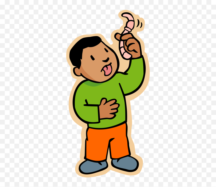 Boy Eats Worm On Dare - Vector Image Emoji,Daring Clipart