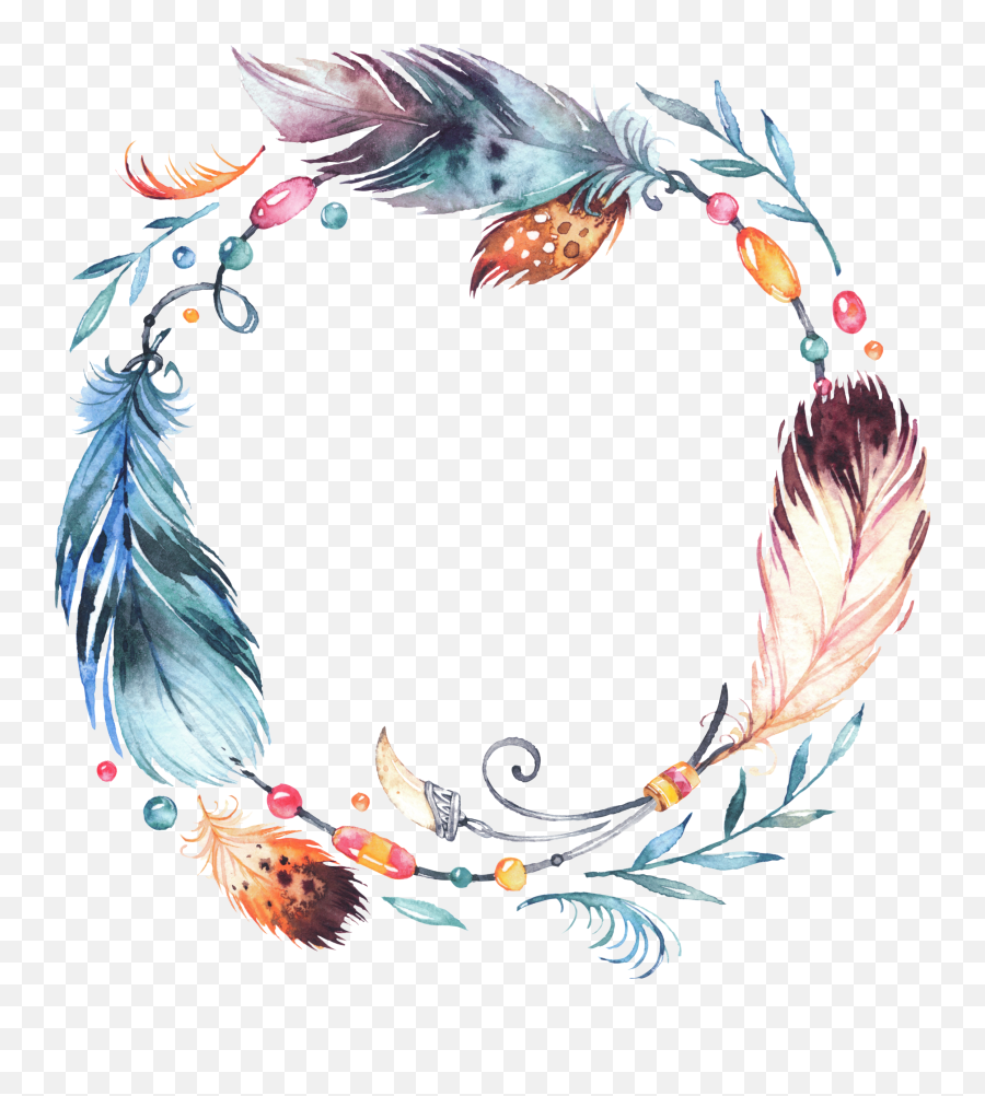Dreamcatcher Feather Leaves Fang Sticker By Kamilord - Watercolor Dream Catcher Feathers Emoji,Dream Catcher Clipart
