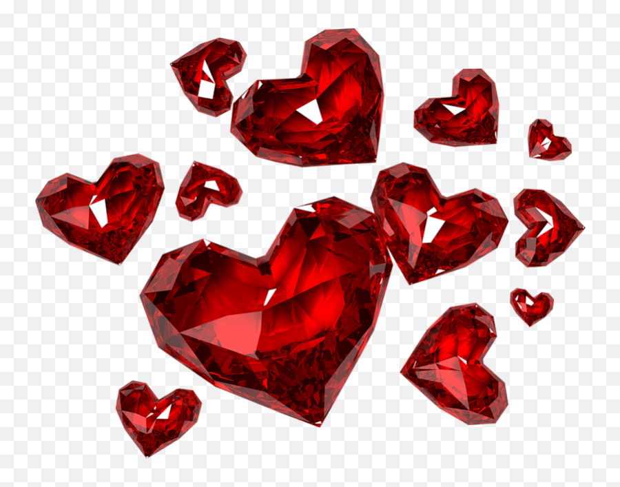 Diamond Hearts Png Clipart - Red Heart Shaped Diamond Full Diamond Hearts Png Emoji,Hearts Png