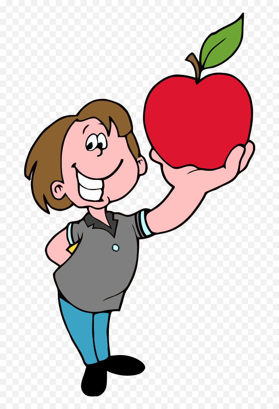 School Boy Apple Png Clipart - Holding An Apple Clip Art Girl Holding An Apple Clipart Emoji,Apple Png