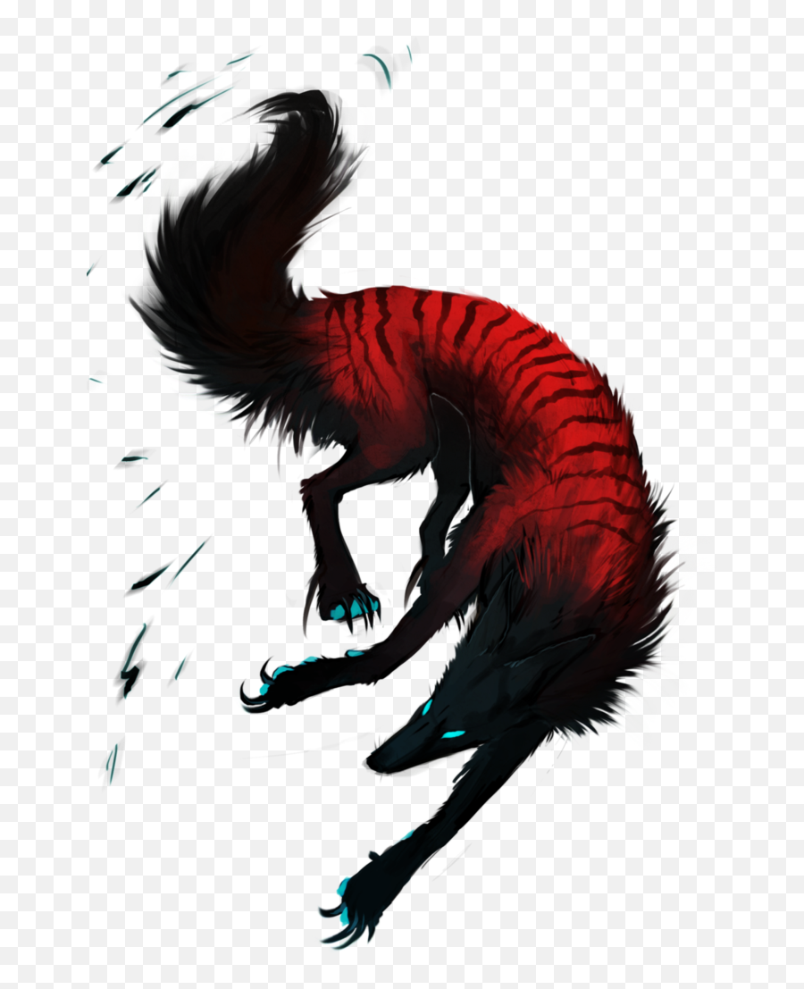 Black Red Wolf Blue Eyes Transparent - Black And Red Wolf Black Red Wolf Art Emoji,Red Eyes Transparent