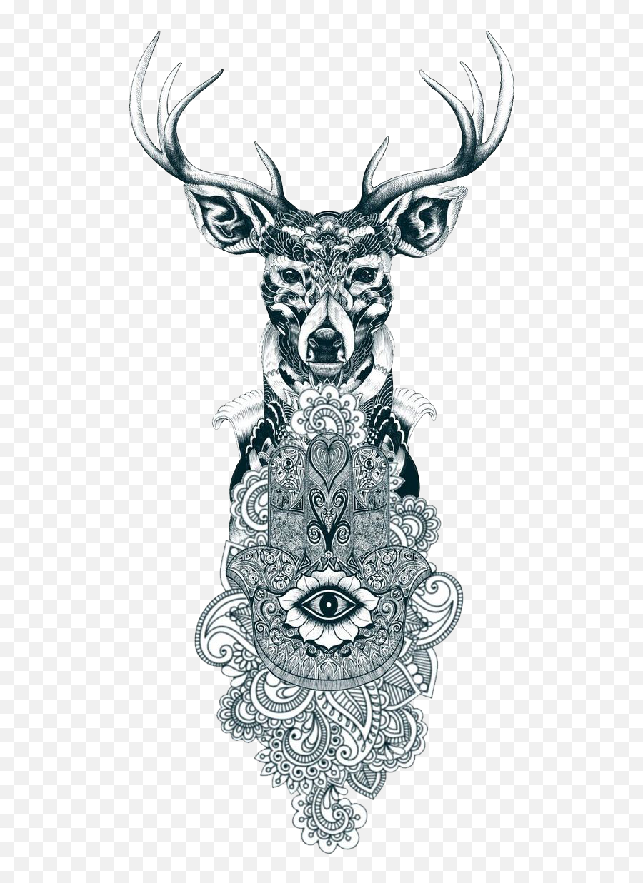 Tattoo Reindeer Wolf Drawing Gray Hd Image Free Png - Iain Animal Mandala Art Wolf Emoji,Deer Head Clipart