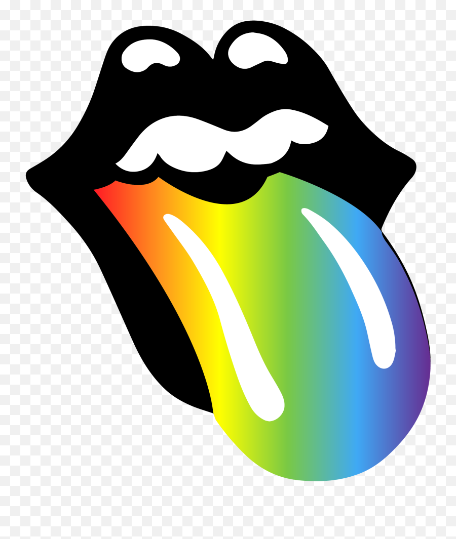 Rainbow Tongue Lips Mouth Pride Gay - Rolling Stones Rainbow Tongue Emoji,Lesbian Clipart