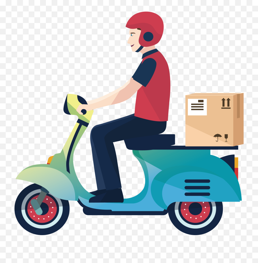 Download Logistics Courier Service Delivery Motorcycle Man - Delivery Boy Clipart Emoji,Motorcycle Png