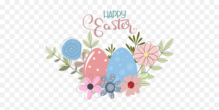 Easter Clipart With Eggs And Flowers - Transparent Background Happy Easter Clipart Emoji,Sympathy Clipart