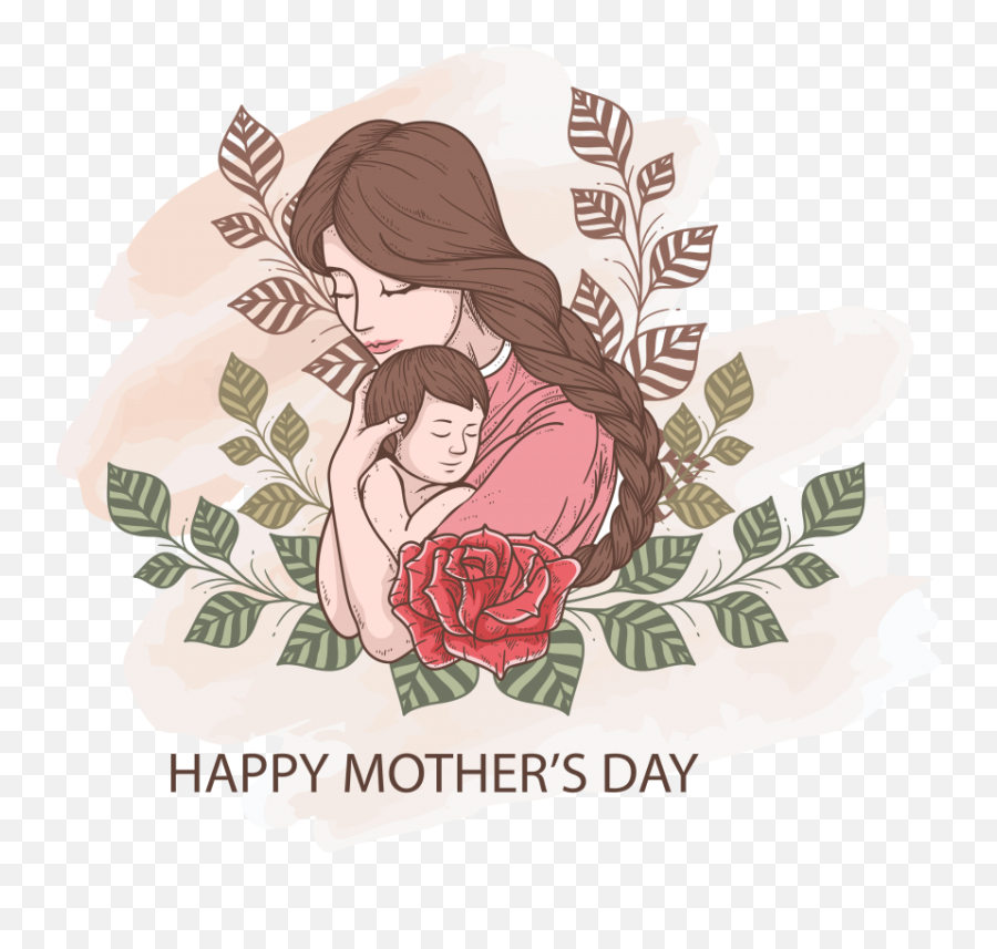 Happy Mothers Day Greeting Card - Symbol Of Mom And Baby Happy Mothers Day With Mom And Baby Emoji,Baby Png
