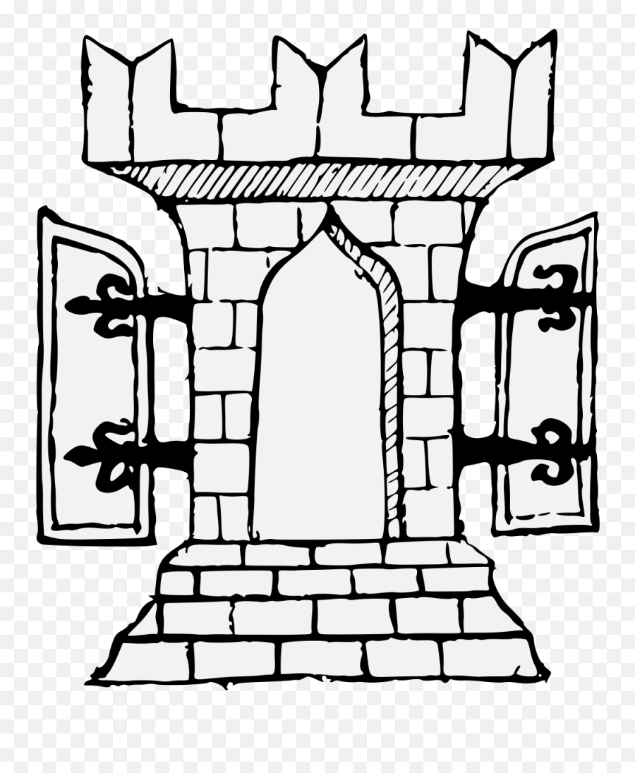 Tower With Open Doors - Line Art Clipart Full Size Clipart Vertical Emoji,Door Clipart Black And White