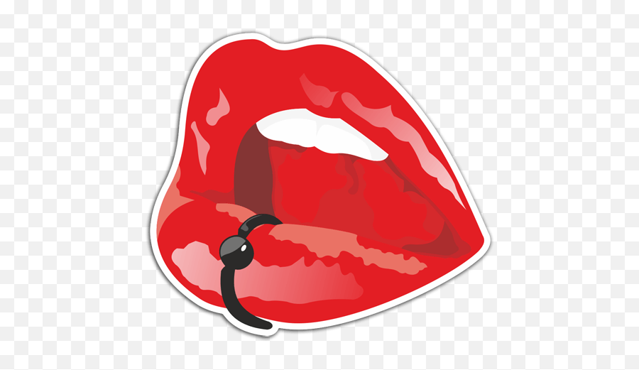 Sticker Piercing Lips Muraldecalcom Emoji,Lip Piercing Png