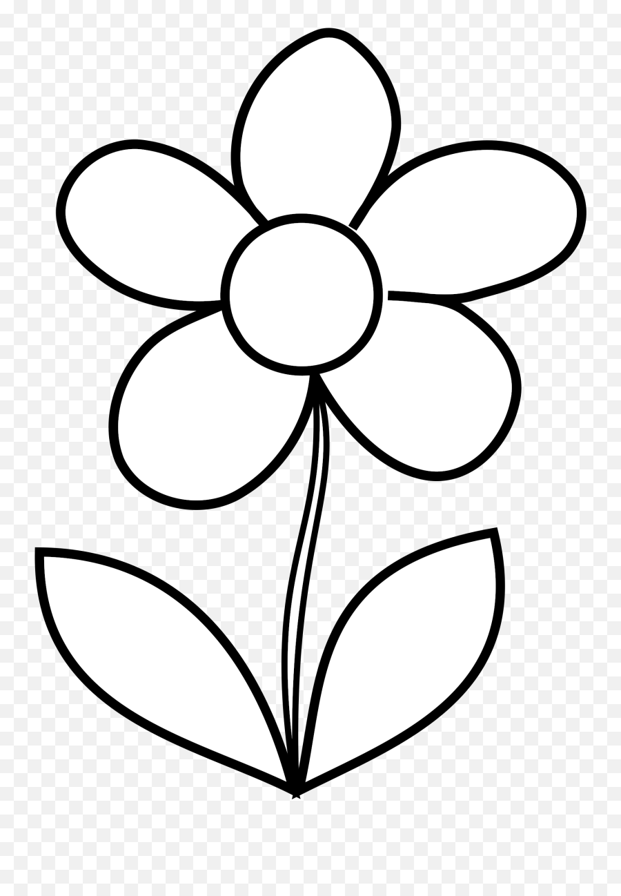 Simple Flower Bw By Malenki Simple Flower From Hakanl In - Mewarnai Gambar Tanaman Bunga Emoji,Flowers Clipart Black And White