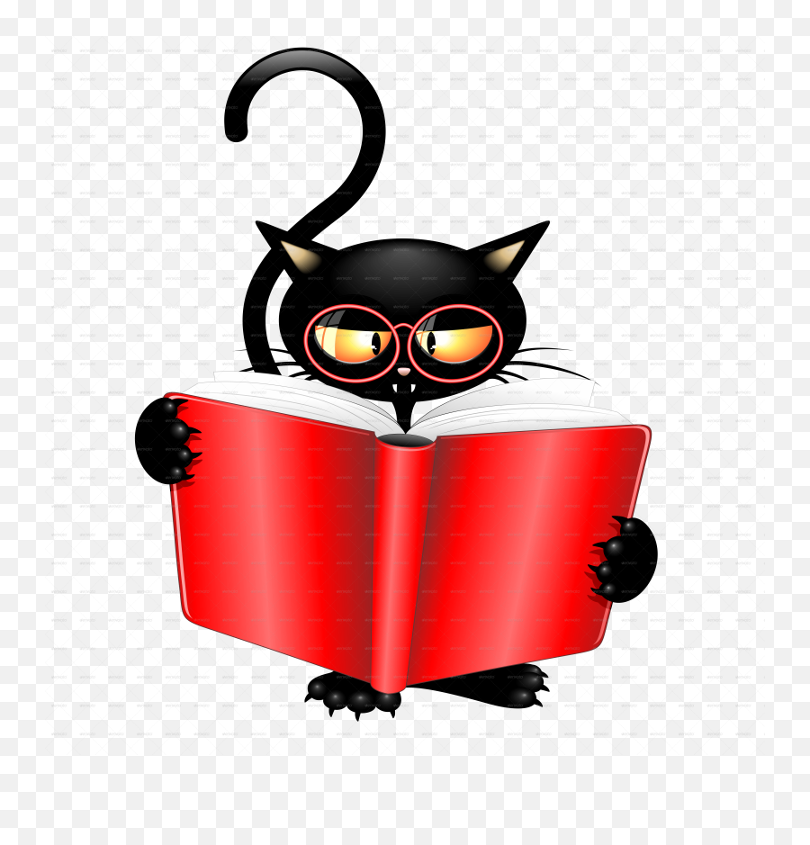 Black Cat Cartoon Back To School With A - School Cat Clipart Emoji,Black Cat Clipart