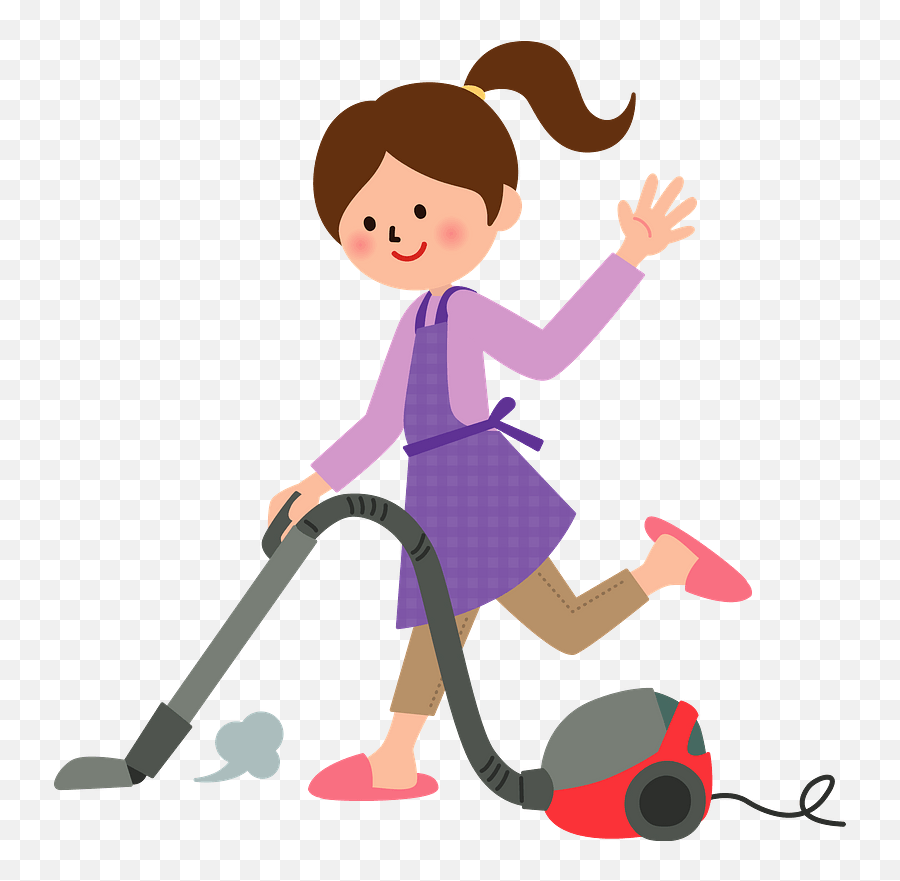 Cleaning With A Vacuum Cleaner Clipart - Girl Cleaning Clipart Png Emoji,Cleaning Clipart