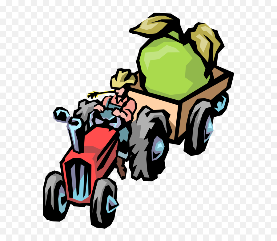 Farm Tractor With Green Apple - Vector Image Emoji,Farmer On Tractor Clipart
