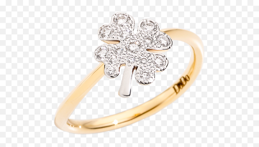 Precious Four Leaf Clover Ring Emoji,White Diamond Png