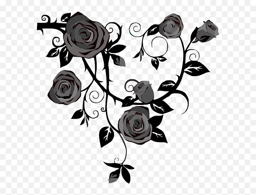 White Png - Black Roses Line Art Emoji,Rose Clipart Black And White