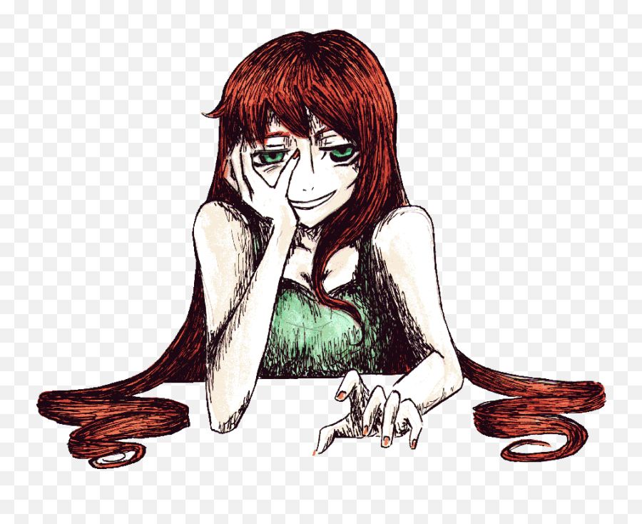Img - Psycho Anime Girl Brown Hair 900x694 Png Clipart Psyco Brown Hair Anime Girl Emoji,Anime Hair Png