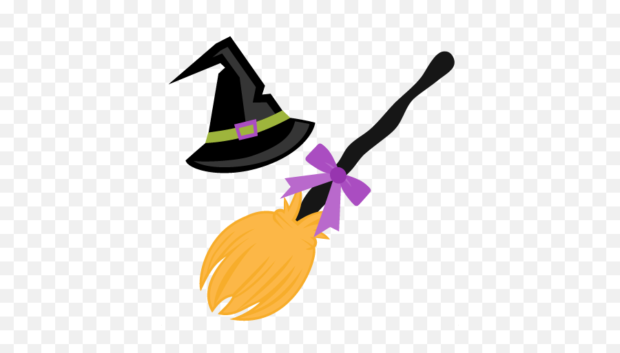 Witch Hat And Broom Svg Scrapbook Cut - Cute Witches Broom Clipart Emoji,Witch Hat Clipart