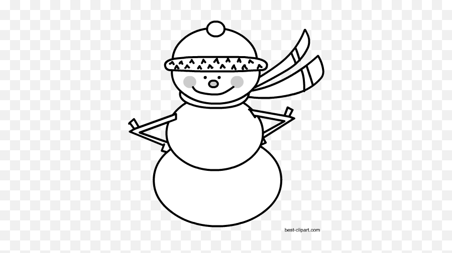 Free Winter Clip Art - Dot Emoji,Snowman Clipart Black And White