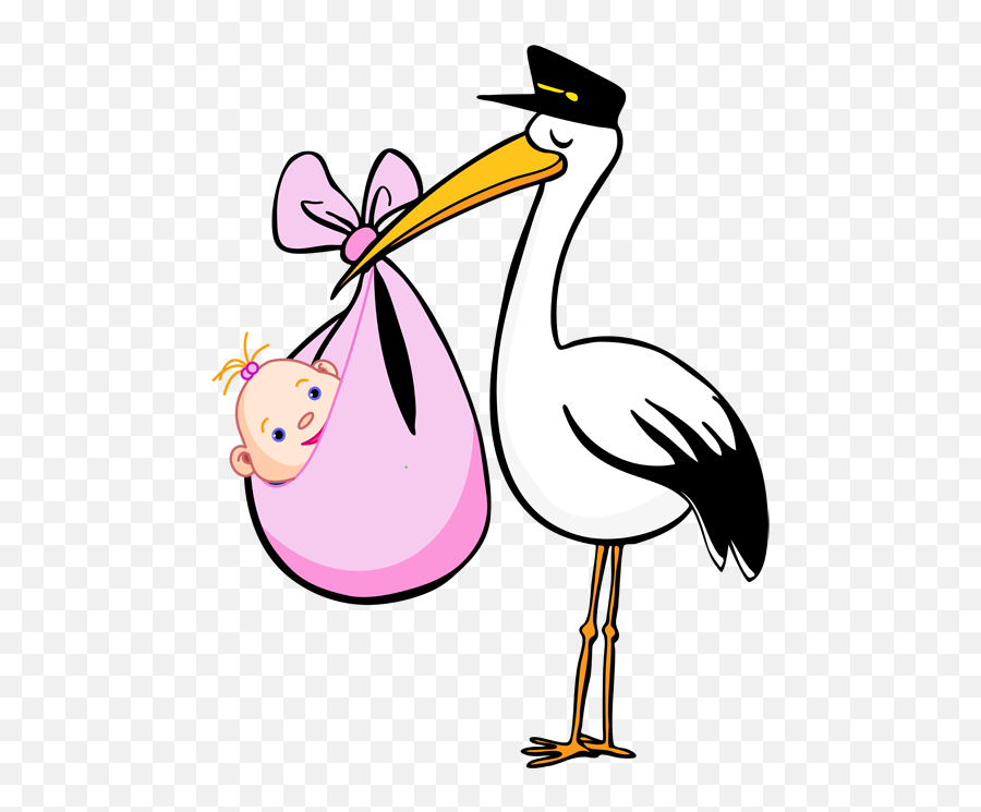Library Of Free Stork And Baby Vector - Baby Girl Stork Clipart Emoji,Baby Clipart