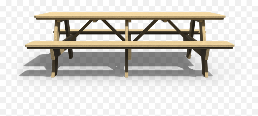 3 X 6 Wood Picnic Table With Attached - Solid Emoji,Picnic Table Png