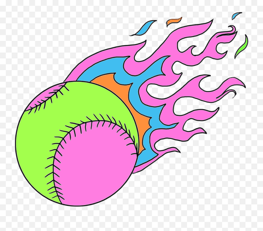 For The Fire Dragons Bright Flaming Softball - Baseball Drawings Of Baseball Emoji,Fire Pit Clipart