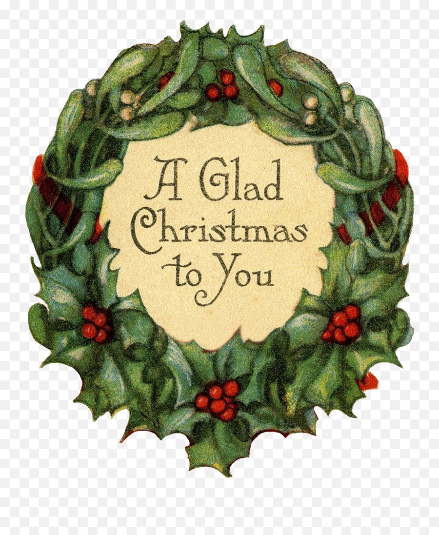 A Glad Christmas Wreath Free Christmas Printables Vintage Emoji,Holiday Wreath Png