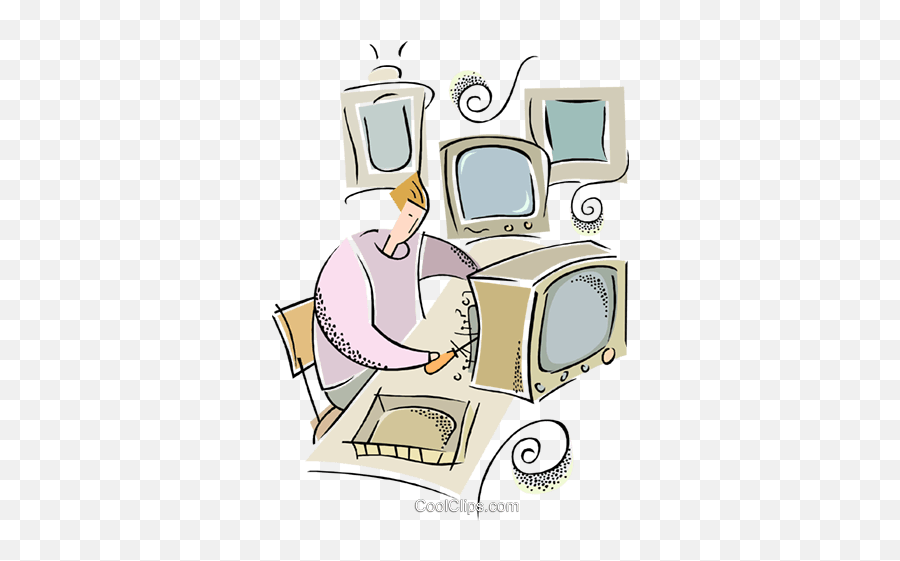 Television Repairman Royalty Free Vector Clip Art - Office Equipment Emoji,Clipart Tvs