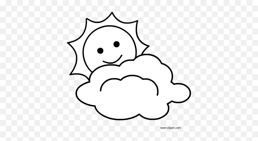 Download Black And White Cloud With Sun - Dot Emoji,Sun Clipart Black And White