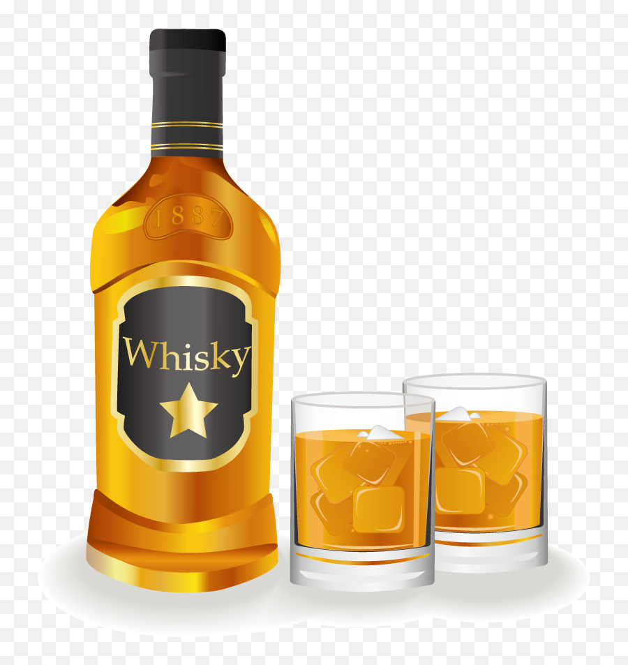 Liquor Bottles Png - Alcohol Vector Whisky Bottle Botella Whiskey Glass And Bottle Png Emoji,Hennessy Bottle Png