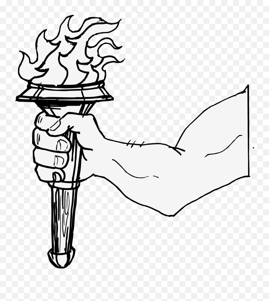 Torch - Traceable Heraldic Art Hand Holding Torch Clipart Png Emoji,Torch Png