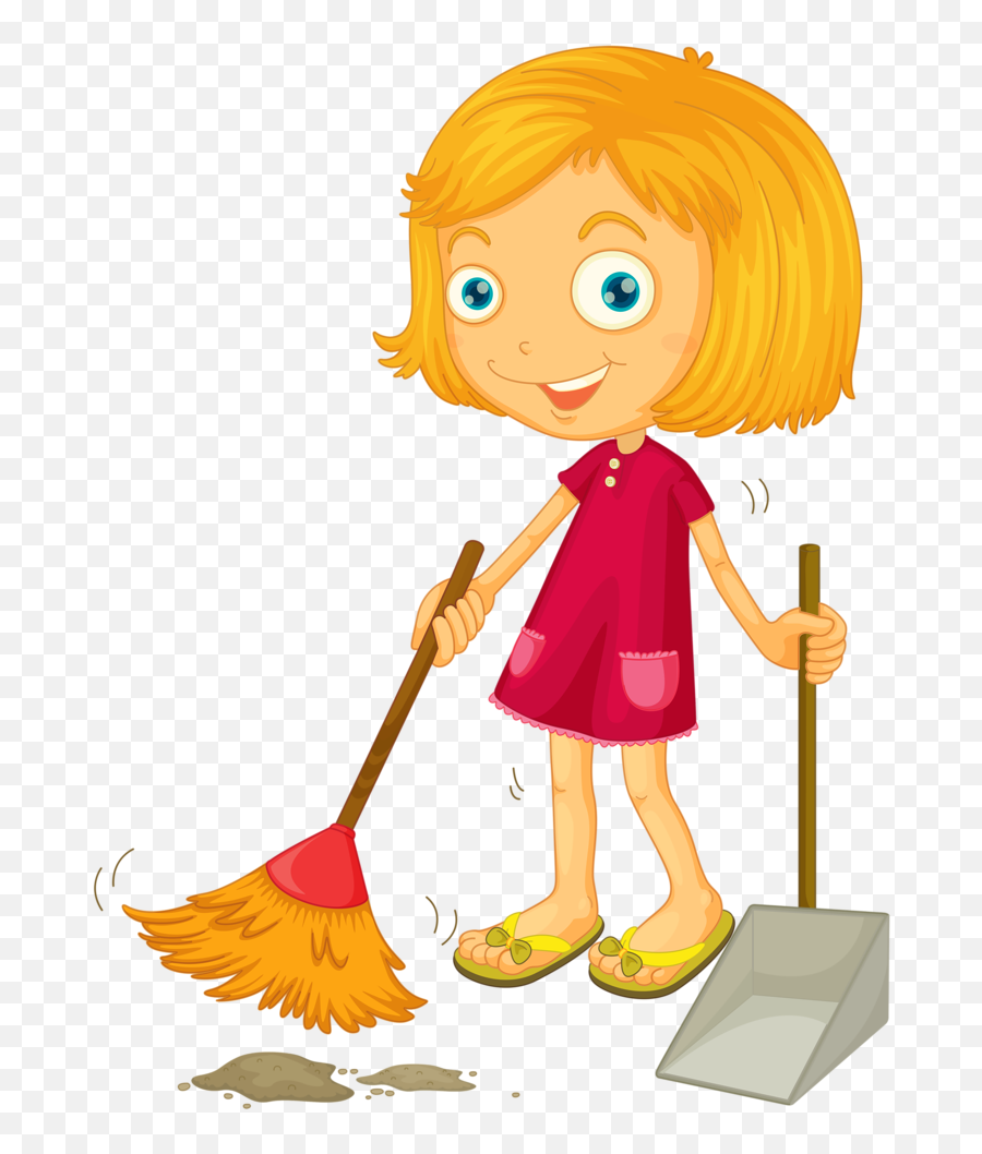 Cleaning Clipart Little Girl Cleaning - Sweep The Floor Cartoon Png Emoji,Cleaning Clipart