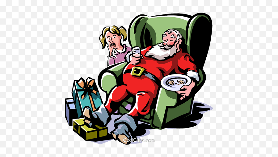 Santa Sleeping In A Chair Royalty Free Vector Clip Art Emoji,Asleep Clipart