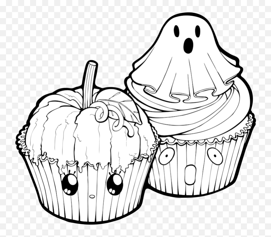 Library Of Free Halloween Cupcake Image Freeuse Download Png - Cup Cakes Clipart Black And White Png Emoji,Cupcakes Clipart