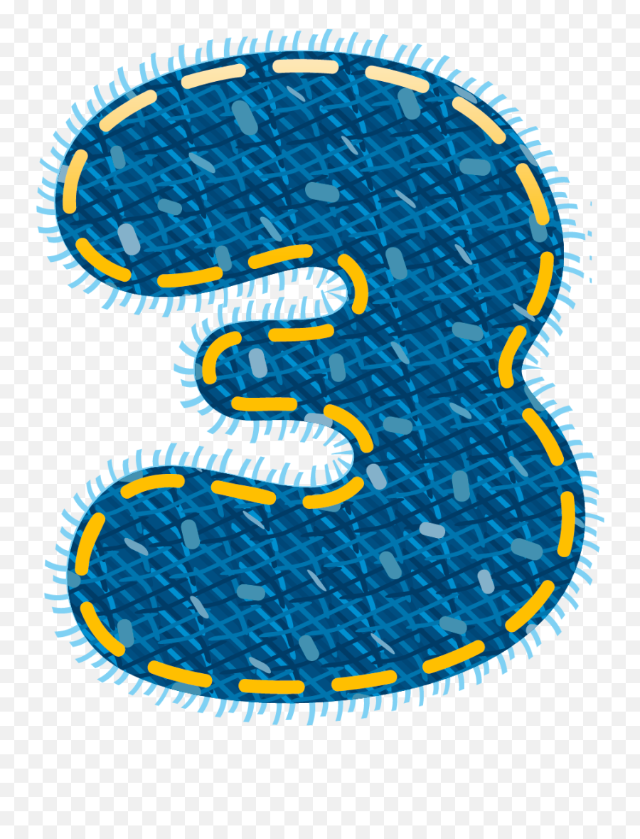 Clip Art - Numero 3 Con Diseño En Png Emoji,Jeans Clipart