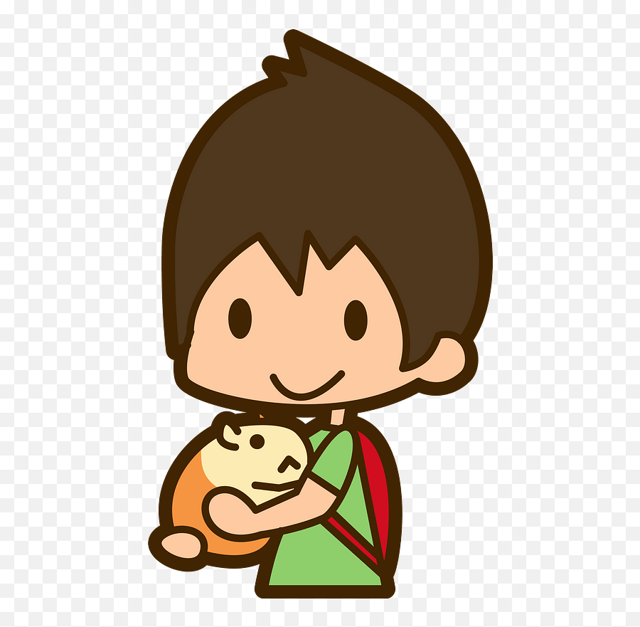 Boy Is Holding A Guinea Pig Clipart - Holding A Guinea Pig Clipart Emoji,Guinea Pig Clipart