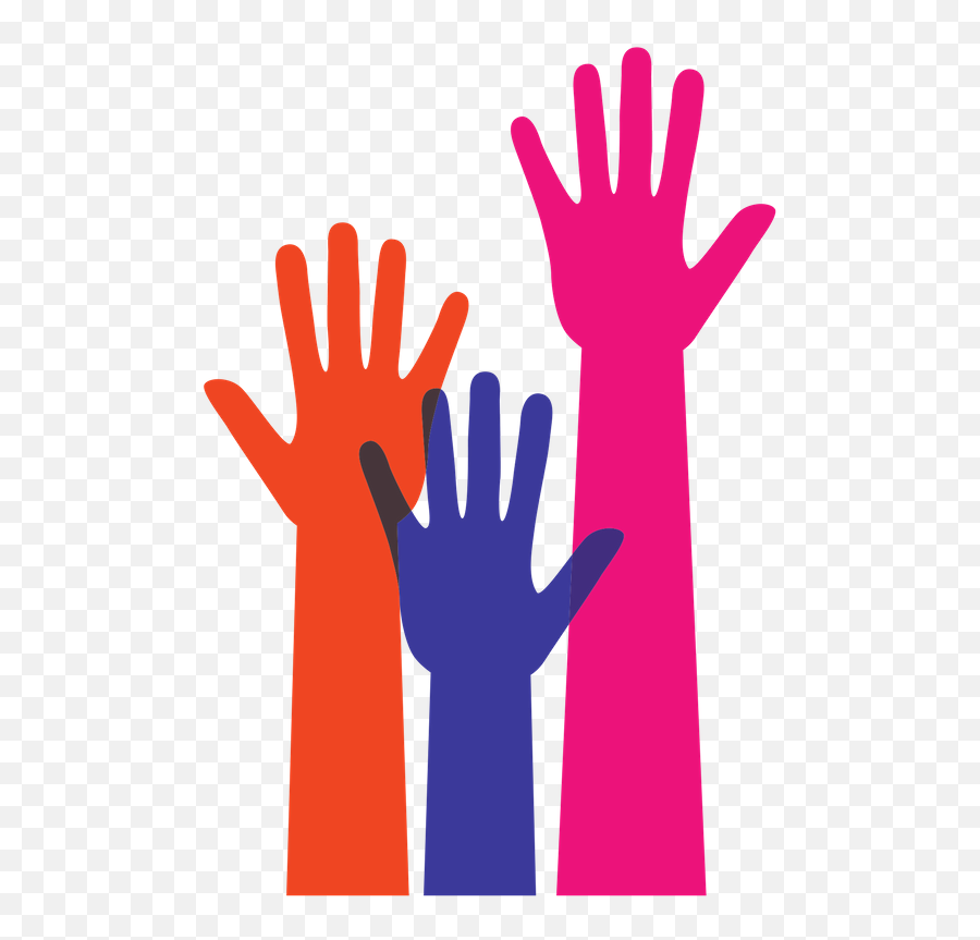 Orange Purple And Pink Raised Hands - Vector Graphics Celebrate Differences Emoji,Raised Hand Clipart
