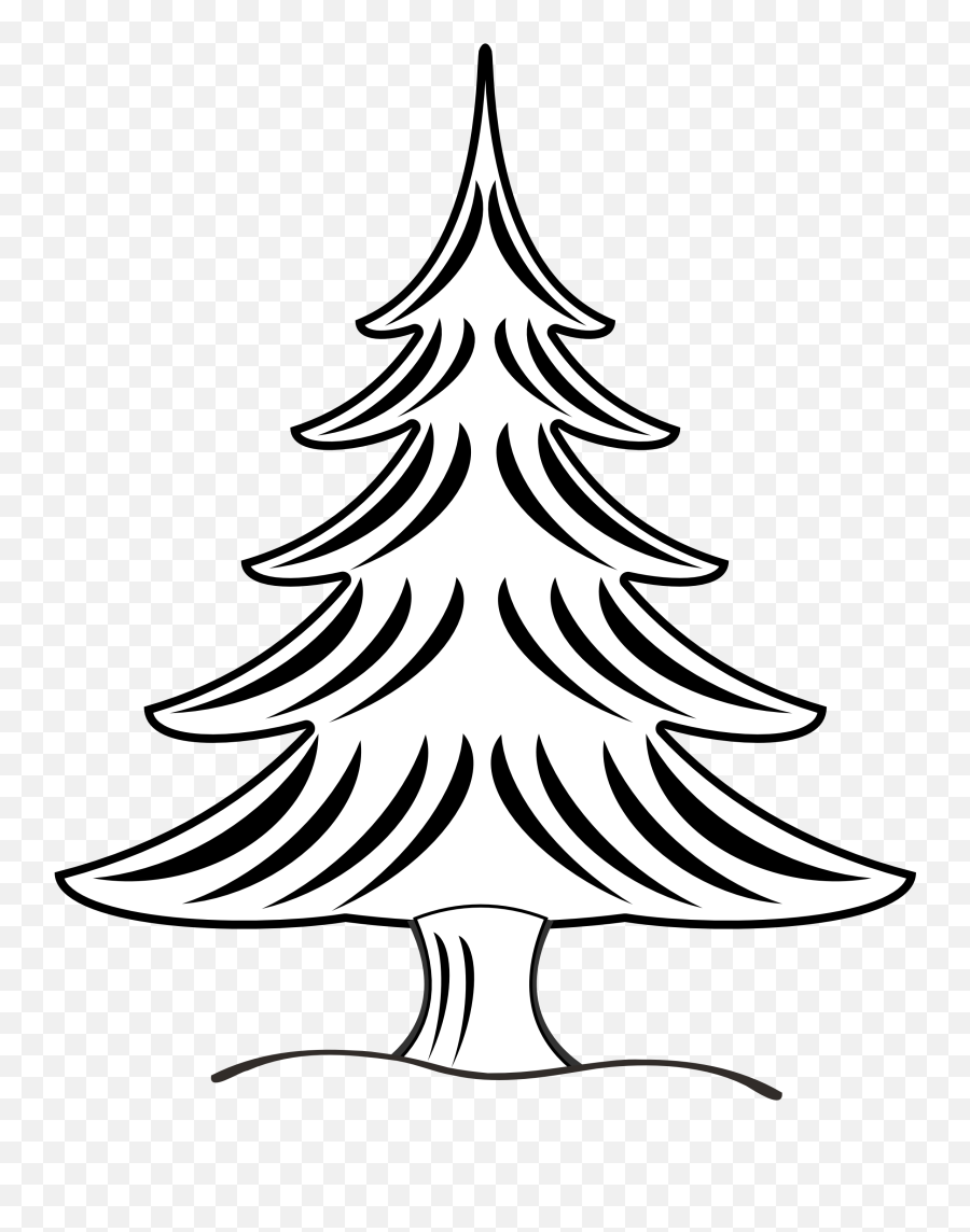 White Snow Christmas Tree Clipart Black - Black And White Vector Christmas Tree Clipart Emoji,Tree Clipart Black And White